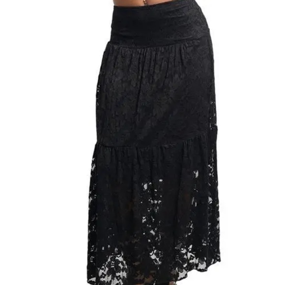 Dresses & Skirts - Women’s lace maxi skirt flounce skirt lined Black NWOT SIZES S M L
